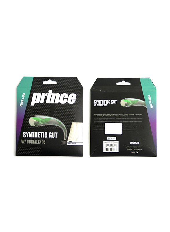 Prince Synthetic Gut with Duraflex 16 Tennis String, White