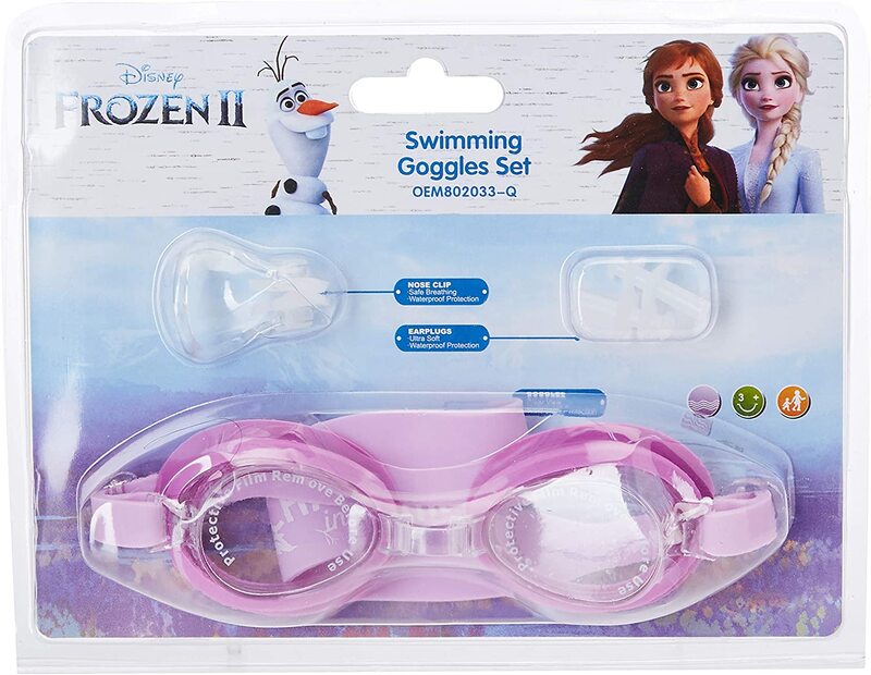 Mesuca Swimming Goggles with Nose Clip and Earplugs Set, Purple