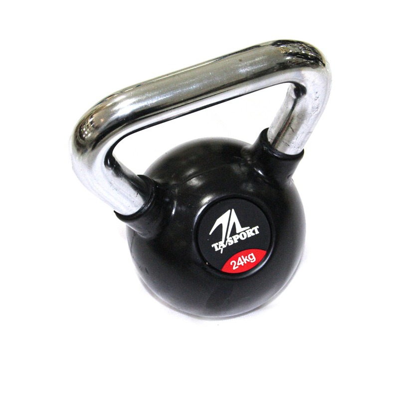 TA Sports Gl1207Ata Rubber Kettlebell with Chrome Handle, 24Kg, Black