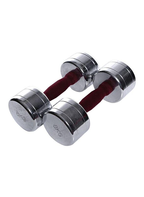 TA Sport Tufted Handle Dumbbell Set, 2 x 8KG, Red