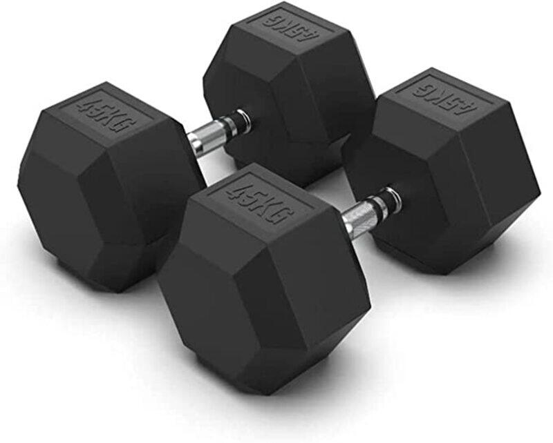 

TA Sport Rubber Hex Dumbbell, 45KG, Multicolour