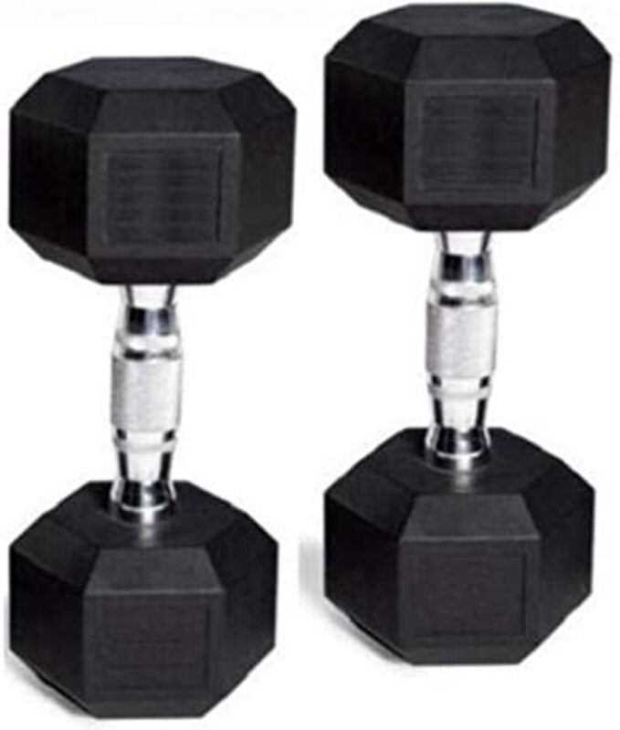 TA Sport Hexagonal Head Dumbbells Set, 2 x 10KG, Black