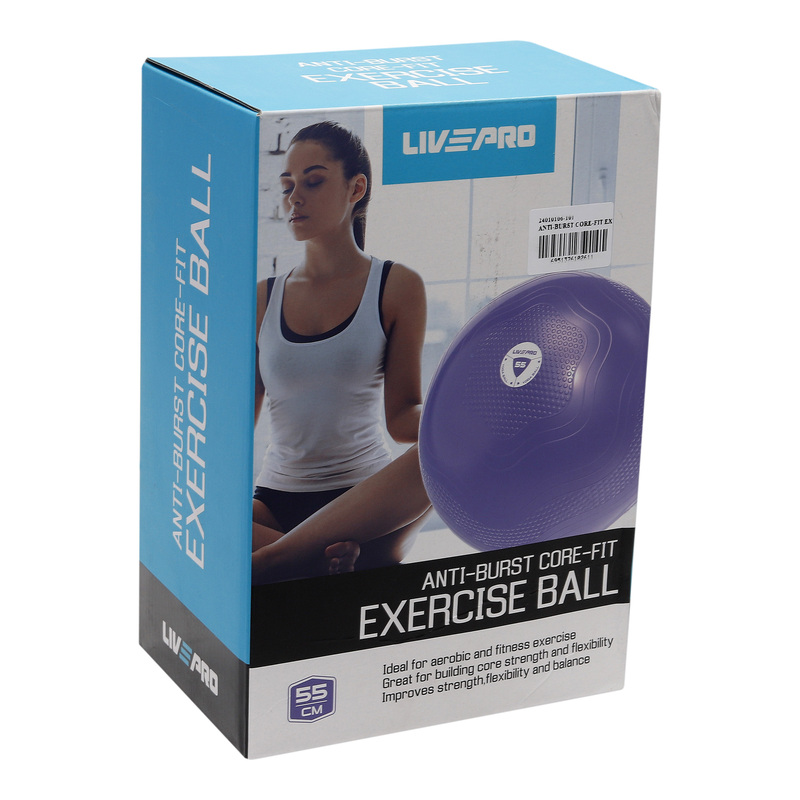Livepro Anti-Burst Core-Fit Exercise Ball, 55cm, LP8201, Purple
