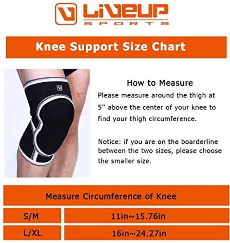 LiveUp Knee Support, Large/Extra Large, Black/White
