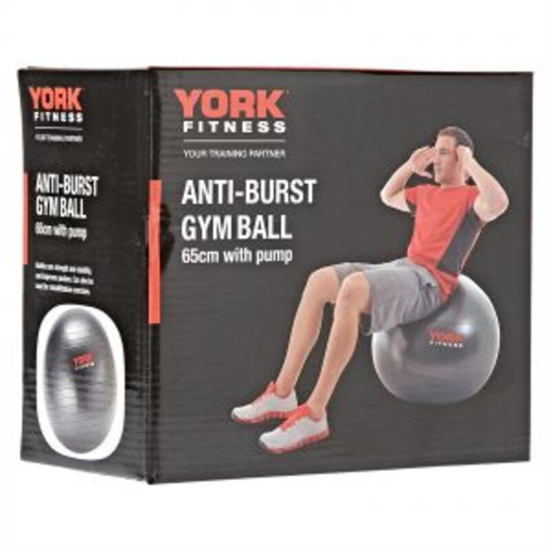 York Fitness Anti-Burst Gym Ball with Pump, 65cm, Red/Black
