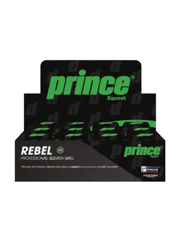 Prince Single Yellow Dot Rebel Professional Squash Balls, Black