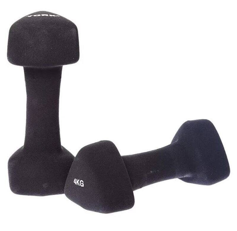 

York Fitness Triangle Neoprene Dumbbell, 2 x 4KG, 60489, Black