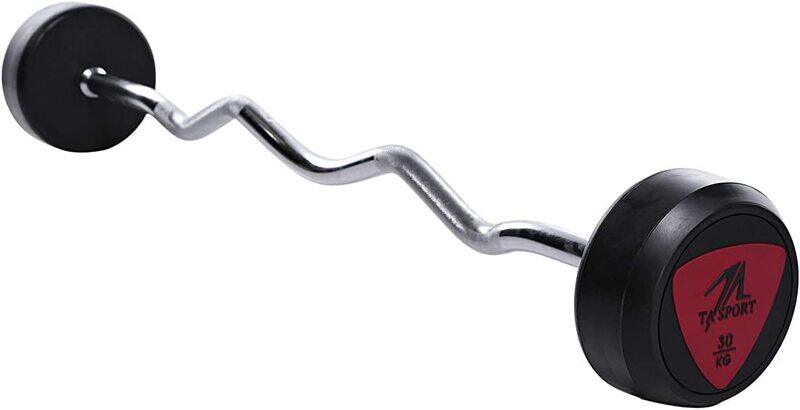 

TA Sports Barbell Curve Handle Bar Set, 30Kg, IR95096B, Black/Silver