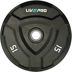 LiveUp Livepro Rubber Bumper Plate, 15Kg, Lp8022, Black