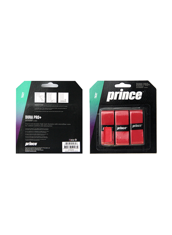 Prince Dura Pro+ Tennis Over Grip, Red