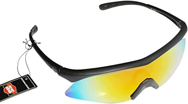 Sareen Sports Prime Polarized Half-Rim Black Sport Sunglasses for Men, Rainbow Lens, 21010018-101