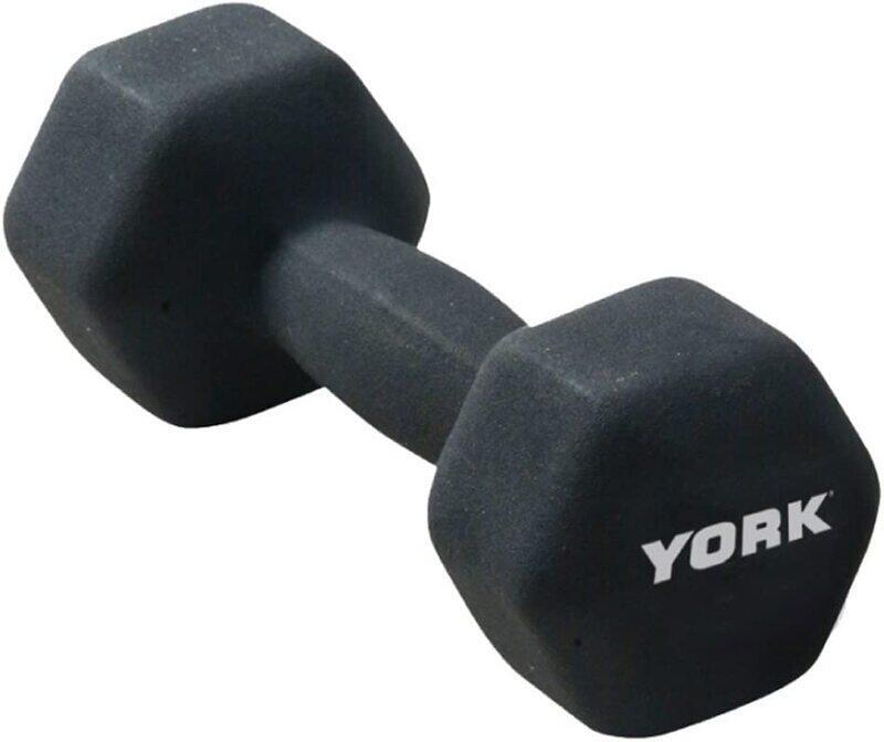 

York Fitness Single Neoprene Hex Coating Dumbbells Set, 2 x 1KG, 54040790-101, Black