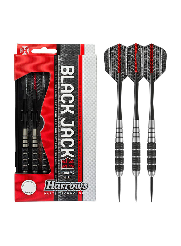 Harrows 3-Piece Black Jack Darts, BD10518, Multicolour