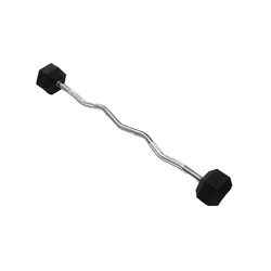 TA Sports Db402 Rubber Hex Barbell with Curl Bar, 25Kg, Silver/Black