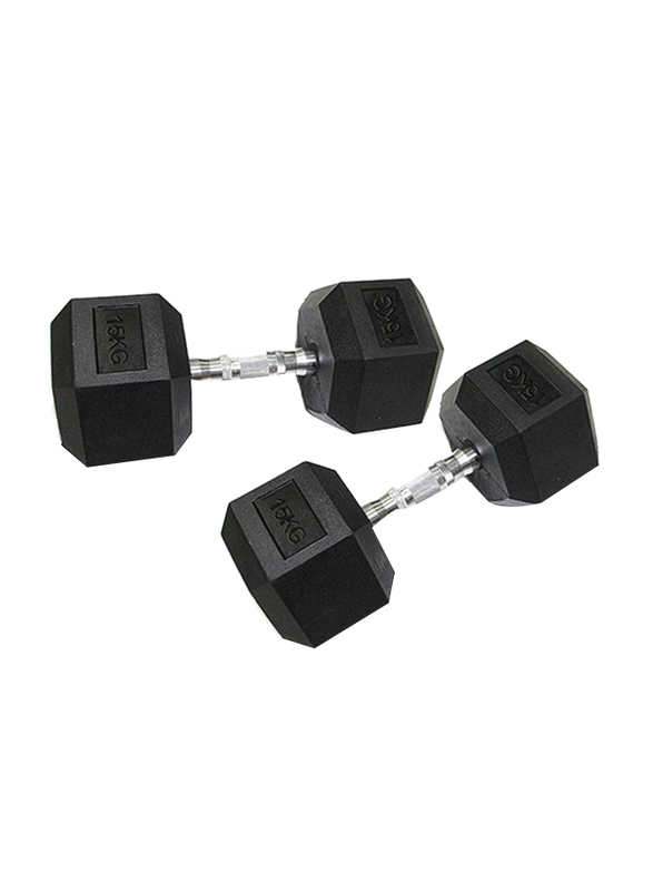 TA Sport Dumbbells Set, 54040897-101, 2 x 15KG, Black