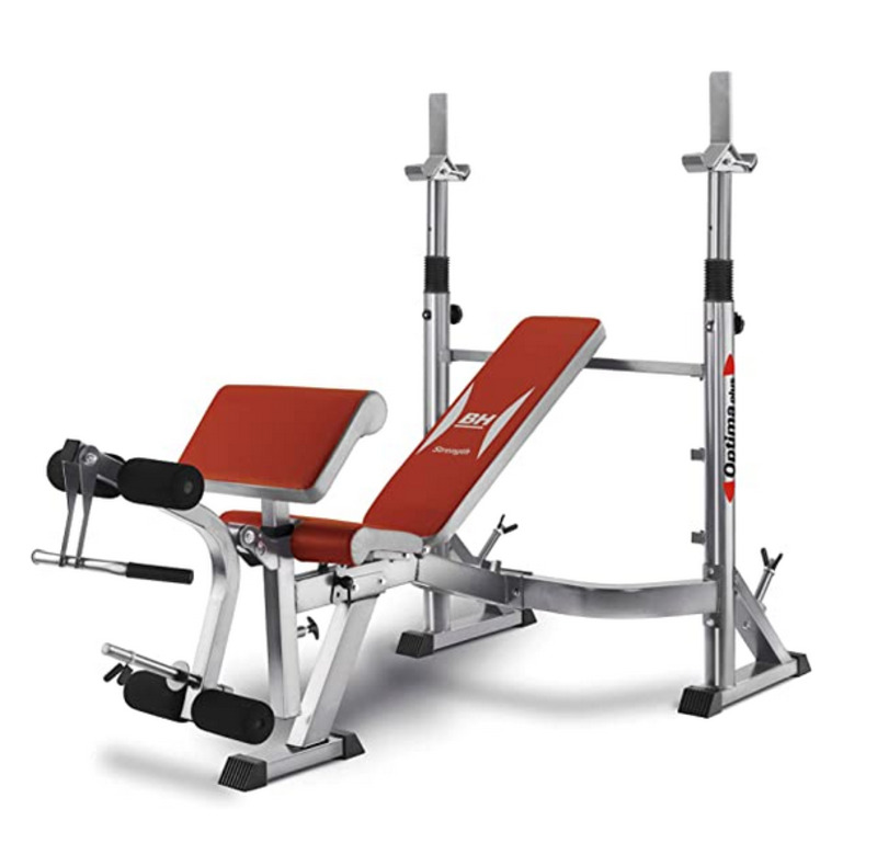 BH Fitness G330 Optima Press Multi Position Free Weight Bench, Red/Silver