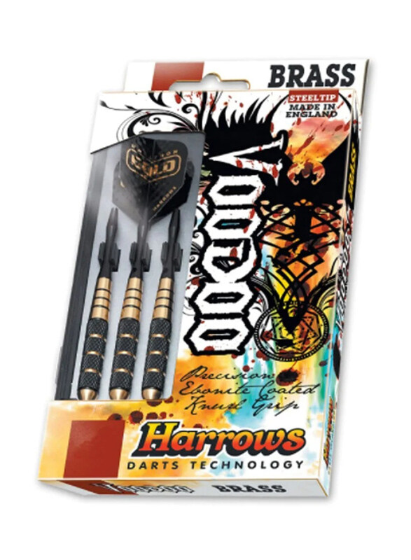 

Harrows 3-Piece Voodoo Gold Steeltip Brass Dart Set, B104, Black