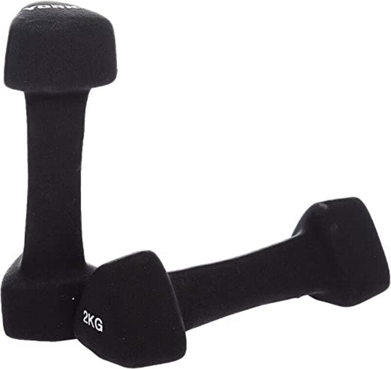 

York Fitness Triangle Neoprene Dumbbells Set, 60487, 2 x 2KG, Black