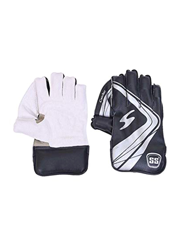 Sareen Sports Cricket Academy Wicket Keeping Gloves, White/Black