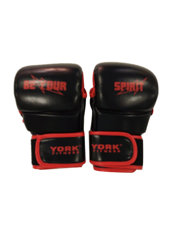 

York MMA Gloves, BQ4105, Small-Medium, Black/Red