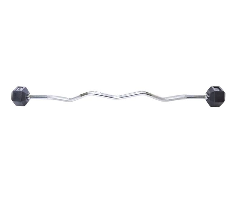 

TA Sport Rubber Hex Barbell with Curl Bar, 10KG, Silver/Black