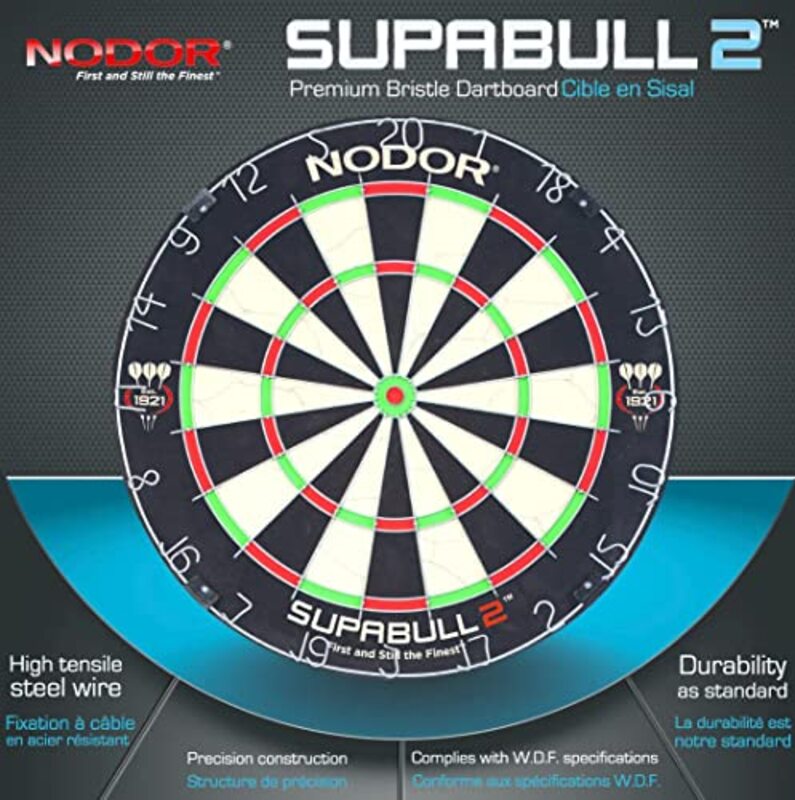 Nodor Supabull II Bristle Dartboard, 46cm, Multicolour