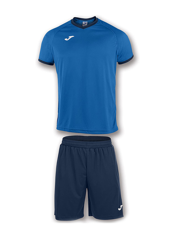 Joma Academy Polyester Short Sleeve T-Shirt & Shorts Set for Men, Medium, Navy Blue