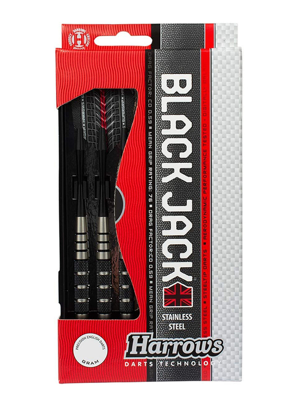 Harrows 3-Piece Black Jack Darts, BD10518, Multicolour