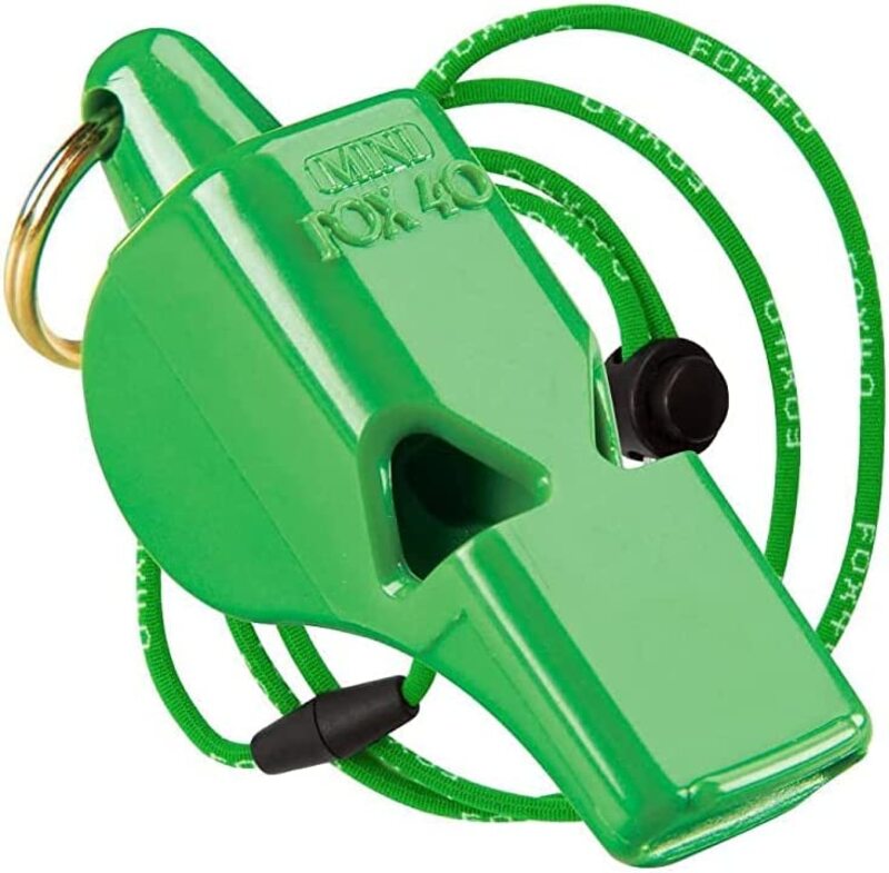 Fox 40 Mini Safety Whistle with Linyard, 9803-1408, Green