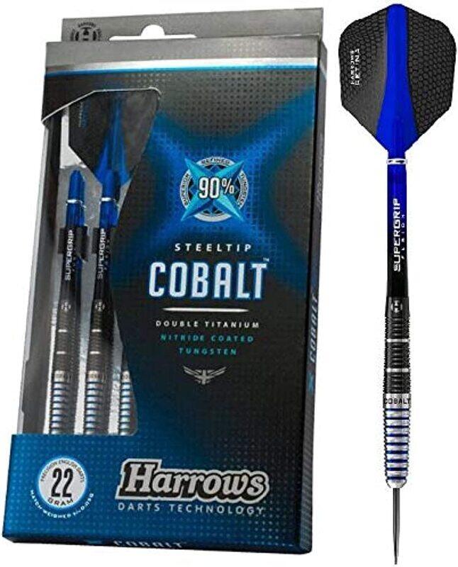 

Harrows Cobalt Tungsten Steel Tip Darts, 24 gm, 3 Piece, Blue/Black