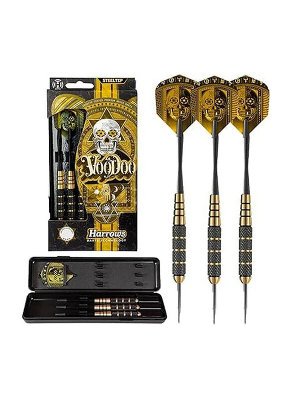 

Harrows 3-Piece Voodoo Gold Steeltip Brass Dart Set, BD104, Black/Gold