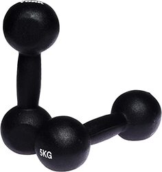 York Fitness Neoprene Dumbbell Set, 2 x 5KG, Black