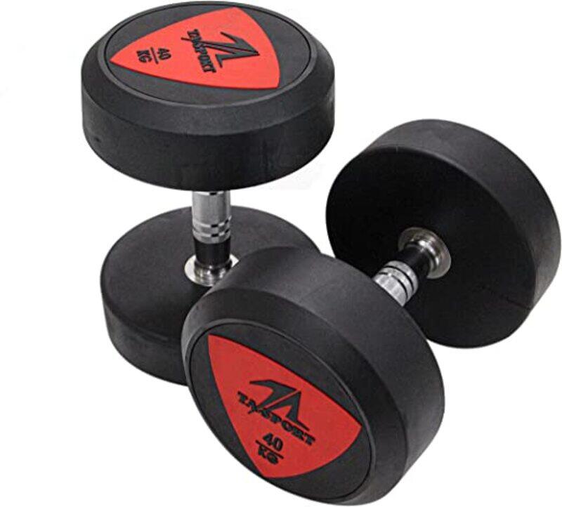 

TA Sports Ls2023 Deluxe Rubber Dumbbell, 40Kg, Red/Black