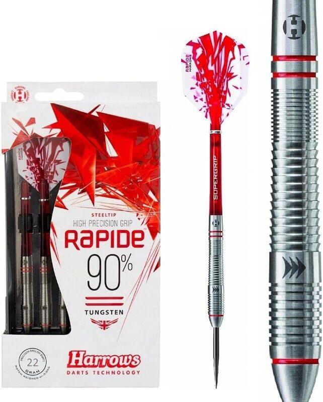 

Harrows Rapide Tungsten Darts, 22 gm, 3 Piece, Red/Silver
