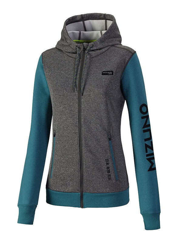 

Mizuno Herit Long Sleeve Hoody Jacket for Women, Medium, Grey