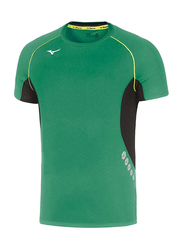 Mizuno Premium Short Sleeve T-Shirt for Men, Large, Dark Green/Black