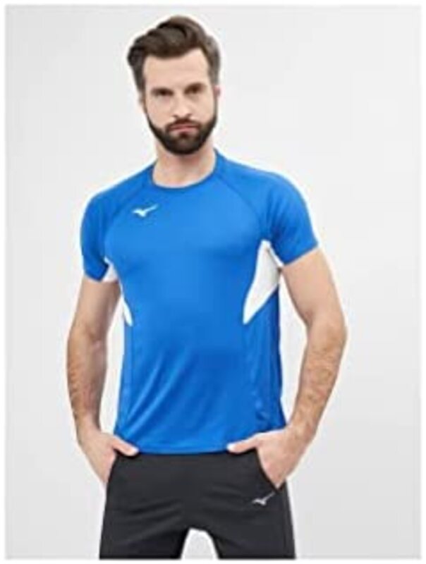 

Mizuno Polyester Authentic T-Shirt for Men, L, Blue