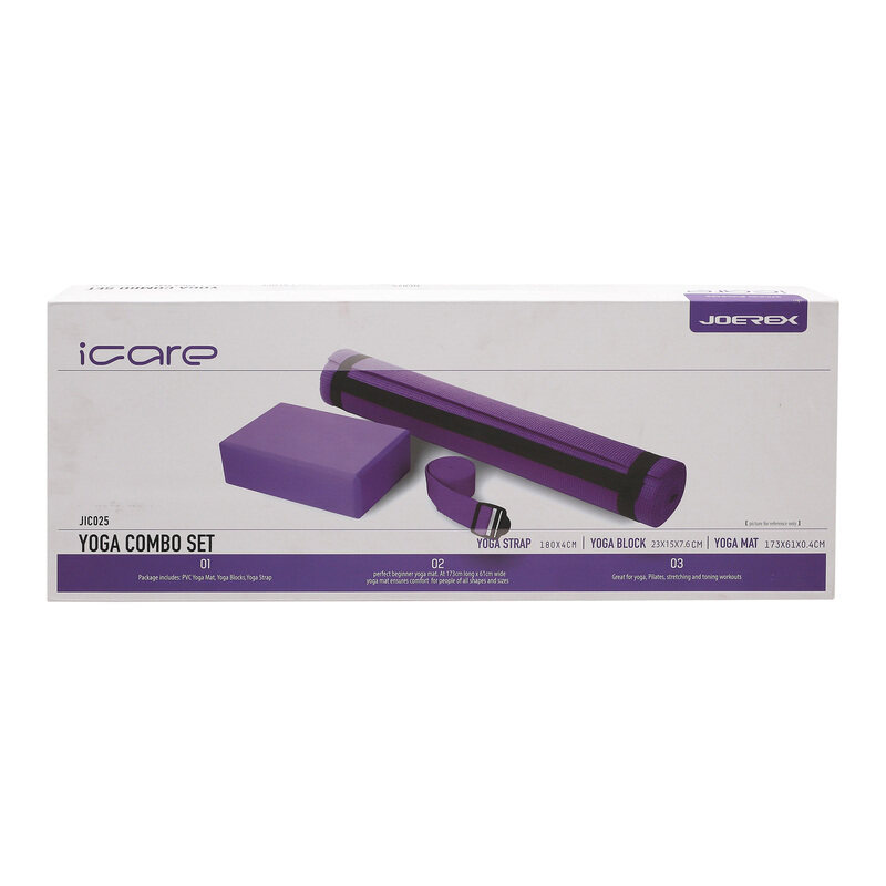 

Icare Mat, Brick & Strap Yoga Set, Jic025, 3 Piece, Purple
