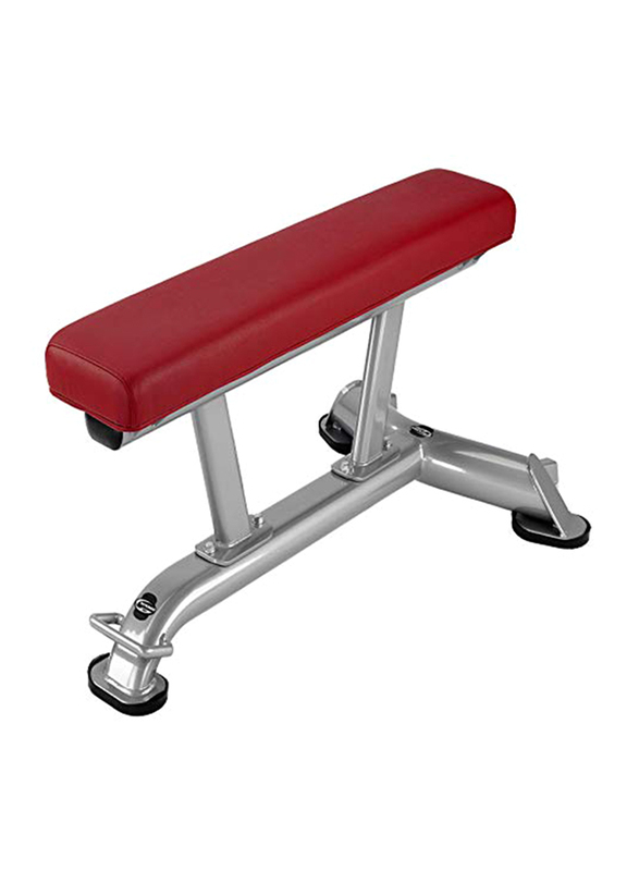 Bh Fitness Flat Training Bench, 116cm, Silver/Red