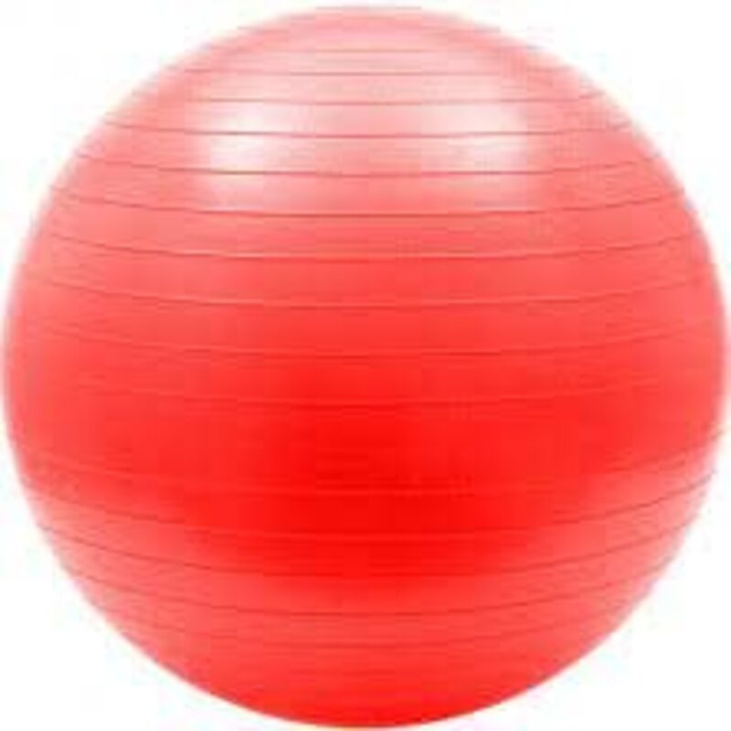 Joerex Stripy Gym Ball with Foot Pump, Red