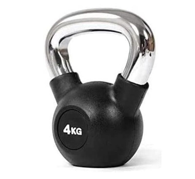 

TA Sport Chrome Hand Black Rubber Kettlebell, 4KG, Black