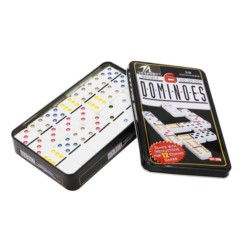 TA Sports 28-Piece Dominoes Metal Box