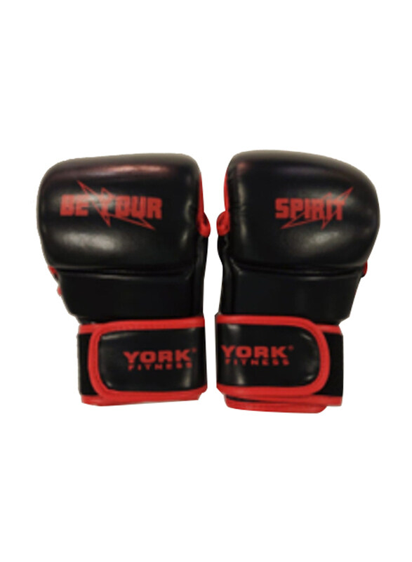 

York MMA Gloves, BQ3205, Small-Medium, Black/Red