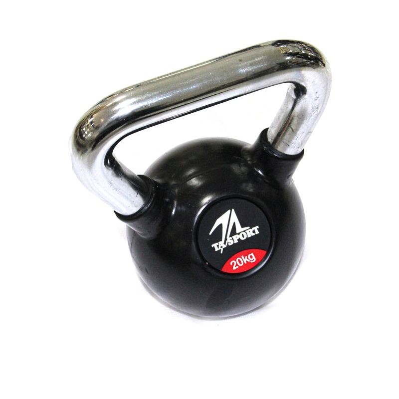 TA Sport Rubber Kettlebell with Chrome Handle, 20Kg, Gl1207Ata, Black