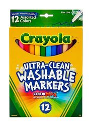 Crayola Ultra-Clean Fine Line Washable Marker Set, 12 Pieces, Multicolour
