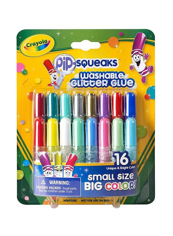 Crayola Washable Glitter Glue Color Set, 16 Pieces, Multicolour