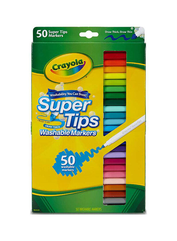 

Crayola Super Tips Washable Markers, 50 Pieces, Green/Pink/Red