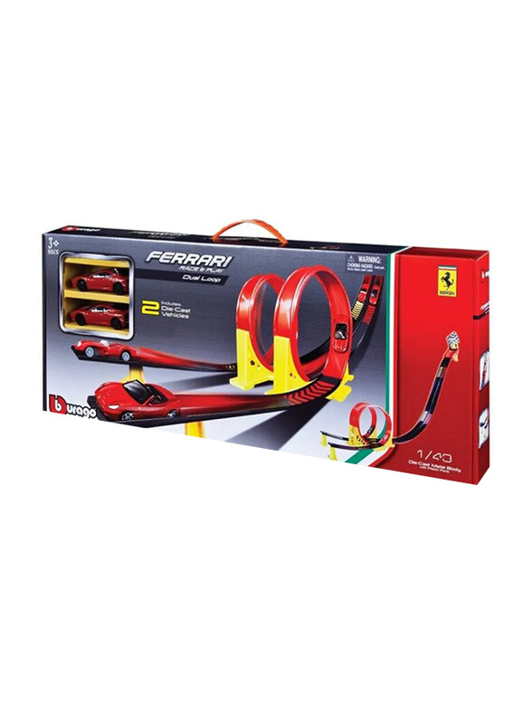 

Bburago Ferrari R & P Dual Loop Playset with 2 Cars, 1:43 Scale, Assorted, Ages 3+