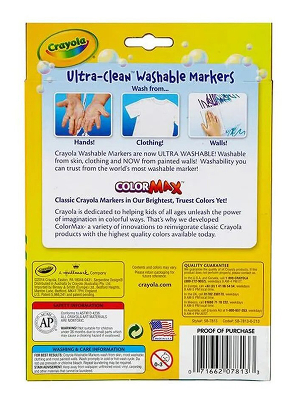 Crayola Ultra-Clean Fine Line Washable Marker Set, 12 Pieces, Multicolour