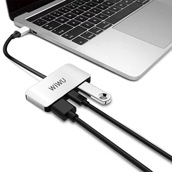 WiWu Alpha 3-in-1 USB-C Hub for Laptop, ALPHAC2HG, Silver